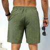 Mens Striped Linen Drawstring Beach Shorts Summer Casual
