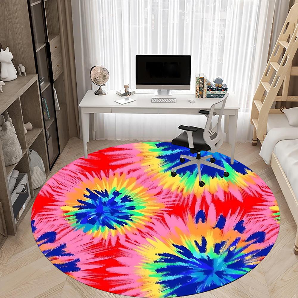 1PC Tie-Dye Pattern Chair Carpet for Office Non-Slip, Lightweight, Machine Washable Rug for Office, Sleeping, Room - Holiday DecorPolyester,