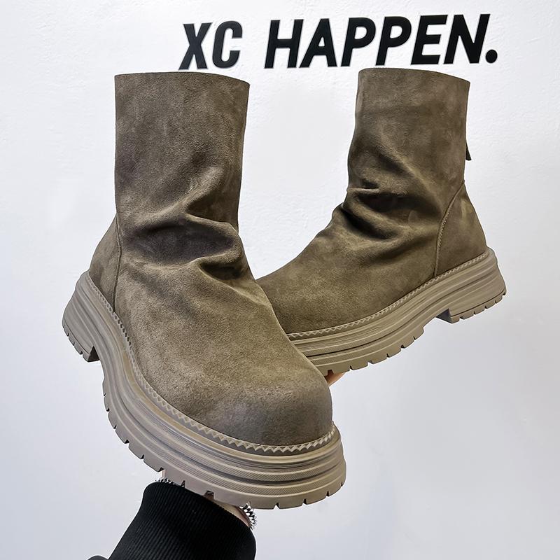 Fashion Leather Ankle Boots For Man Genuine Leather Big Size Boots High Quality Designer Formal Platform Casual Boots Fashion