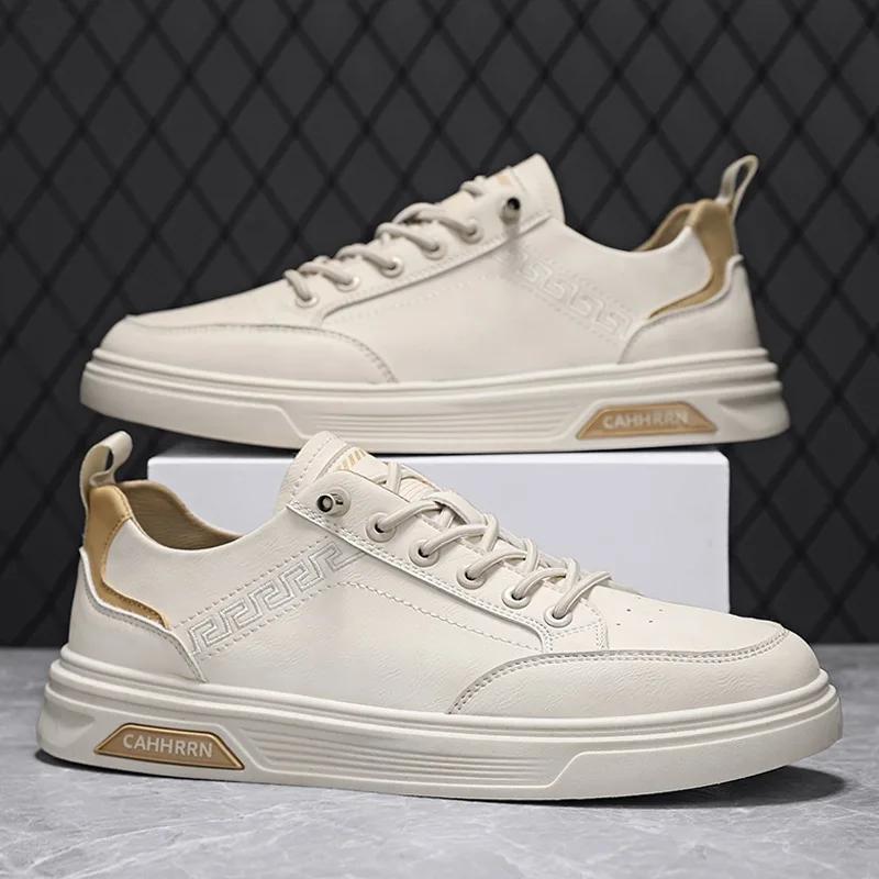 Fashion Men 2025 New Spring Men Shoes Versatile Leather Surface Casual Shoes Student Youth Flat Comfortable Sneakers Zapatillas Hombre