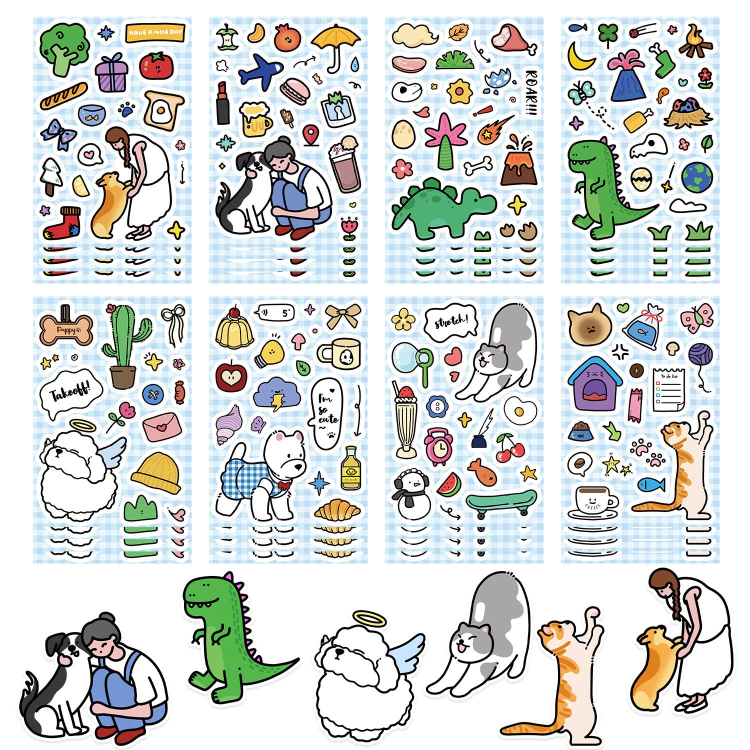 

8 Корейский Коллаж Милый Питомец Веселая Коллекция Водонепроницаемый Дневник Ручной Учет Наклейки Gu Наклейки DIY Декоративные Наклейки Наклейки