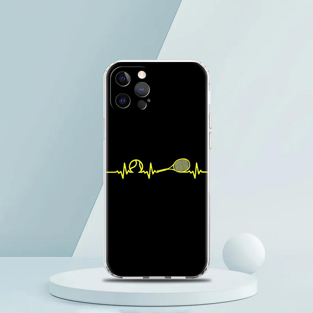 For iPhone 15 16 14 13 12 mini 11 Pro Max XS X XR SE 7 8 Plus Silicone Clear Cover Tennis Ball Sport Phone Case