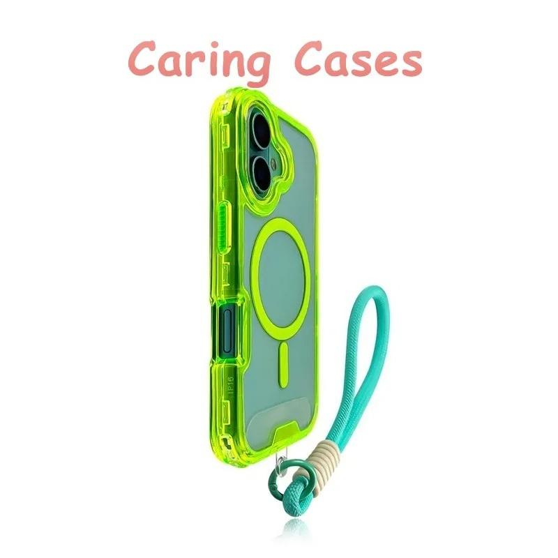 

For iPhone 17 Pro Max Case Fuchsia Clear MagSafe 2-in-1 Shockproof Lanyard Compatible with iPhone 16 15 14 13 12 11 iPhone 16 Pro
