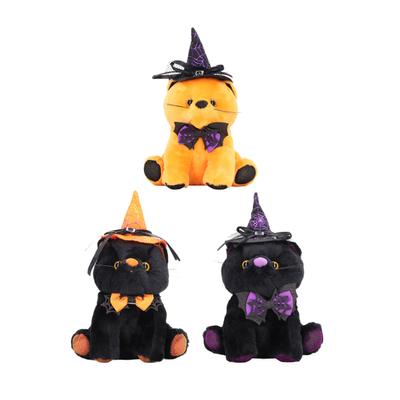 Halloween Cat Doll Cute Collectible Plush Animal Doll Decoration with Hat for Festival Party Home