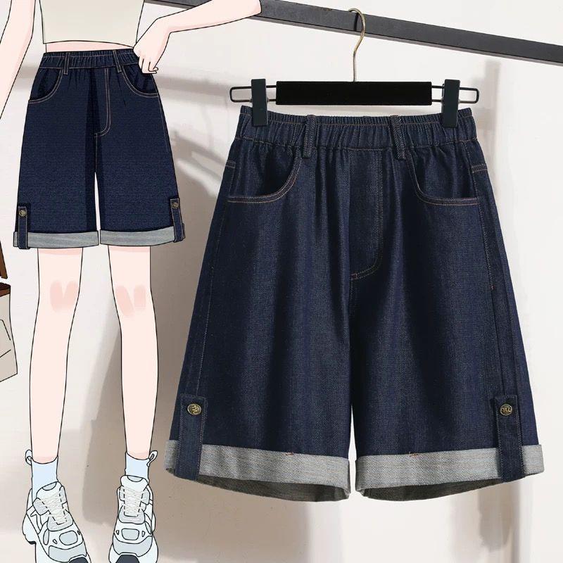 

Women s Summer High Waist Tencel Denim Shorts - Slimming Five-Point, Plus Size, Loose Ice Silk, Wide-Leg Mid-Length Pants S 80-95