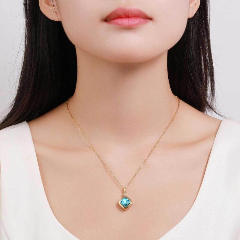 Replaceable Zircon Necklace Birthstone Pendant Neckchain Adjustable Choker Handmade Collarbone Chain Jewelry for Women