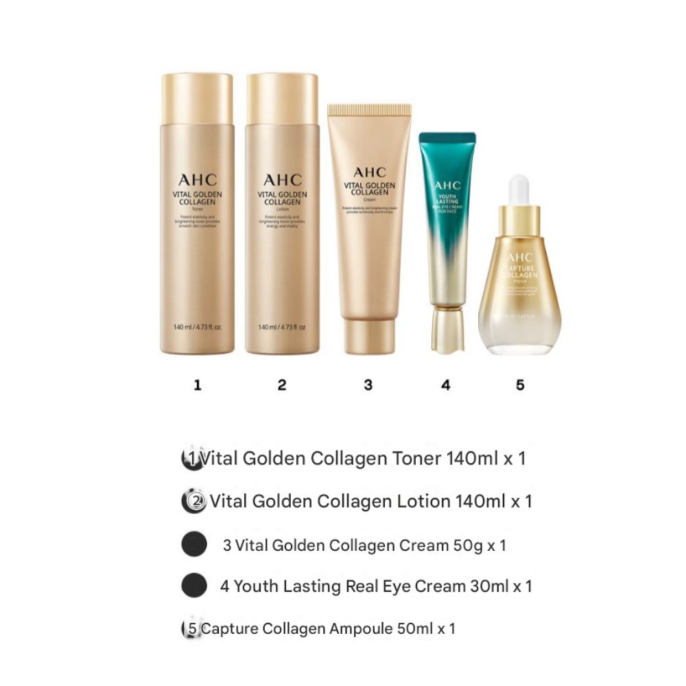 [Gift Set] AHC Vital Golden Collagen Youth Total Skincare 5-piece set