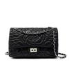 New leather small square bag camellia pattern first layer sheepskin texture chain crossbody women's bag