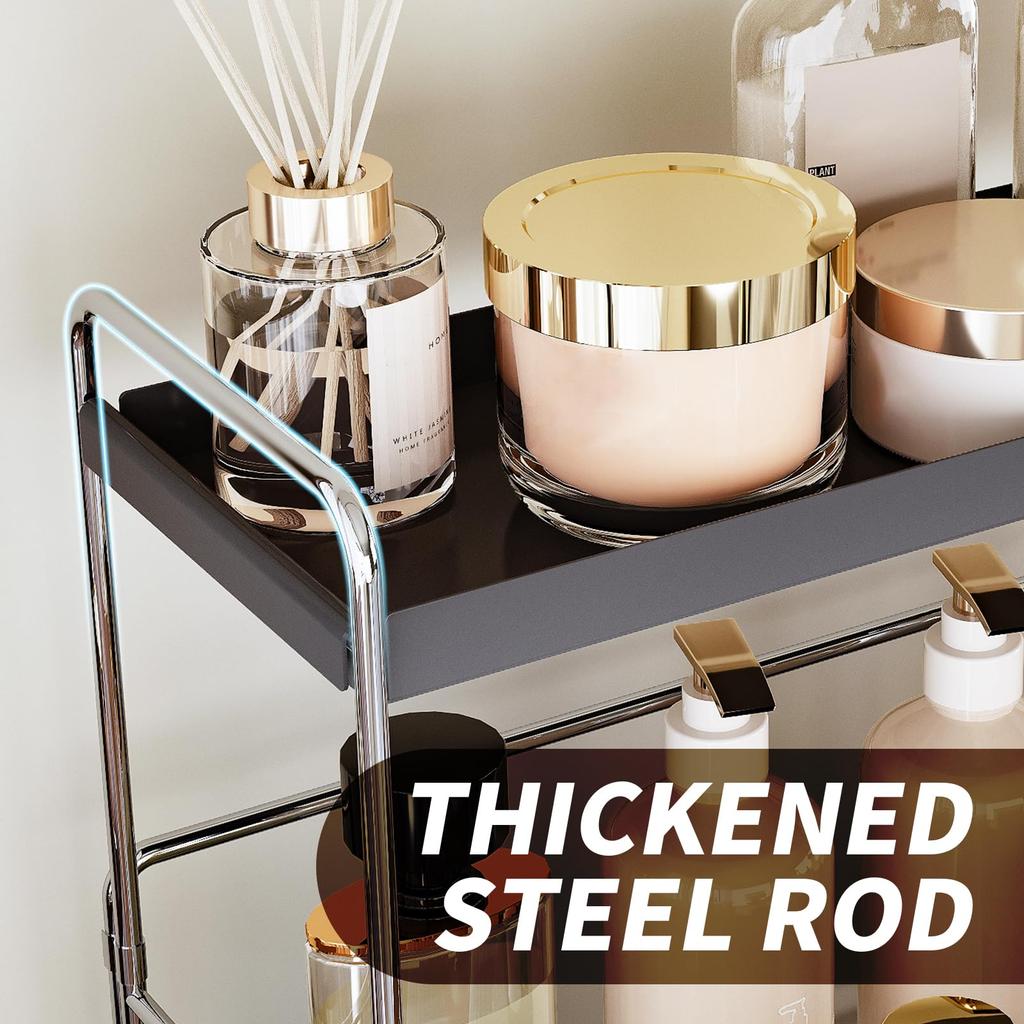 33 x 22 x 32cm Cosmetic Storage Rack Makeup Shelf for Washstand/Countertop Removable Tray Foldable Design