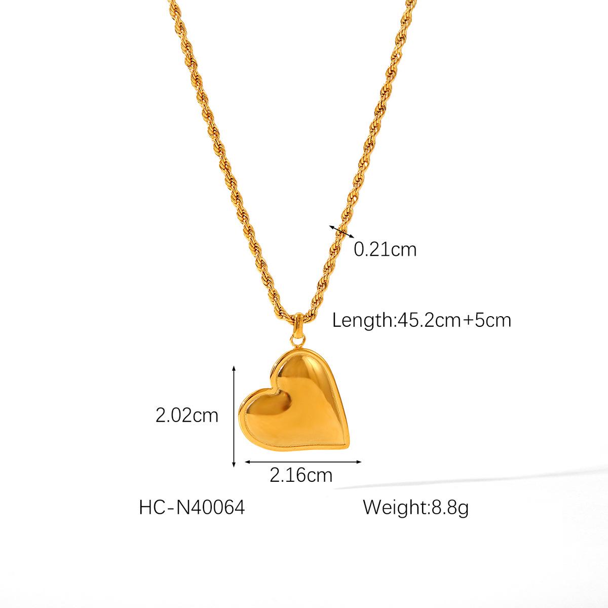 

Ожерелье-сердце из нержавеющей стали в европейском и американском стиле с крученой цепочкой - Модное, не тускнеющее титановое стальное