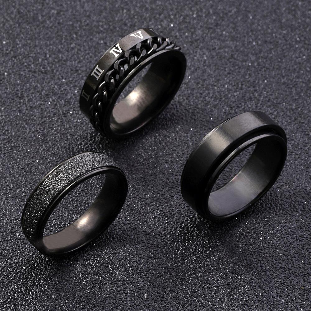 

Вращающийся кольцо-цепочка с римскими цифрами: Титан и нержавеющая сталь, стиль хип-хоп Size 8