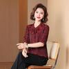 Chinese Summer Chiffon Shirt Mid-sleeve Stand Collar Middle-aged and Elderly Women's New Summer Small Shirt Loose Top