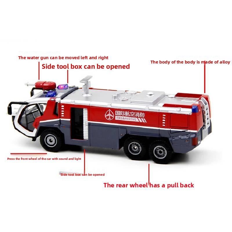 Airport Simulation Alloy Fire Truck Model Toy With Sound And Functions Light