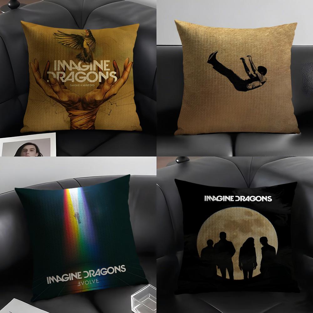 IImagine DragonsS Band Cushion Cover Natural Linen Organic Fabric DoubleSided Printing Sofa Home Decor Gift Pillow Case