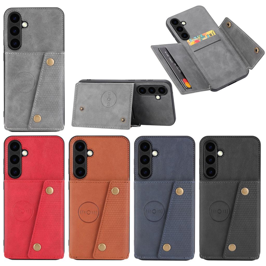 Applicable to Samsung S24 FE mobile phone case A56 double buckle card car magnetic bracket anti-drop protective cover A06
