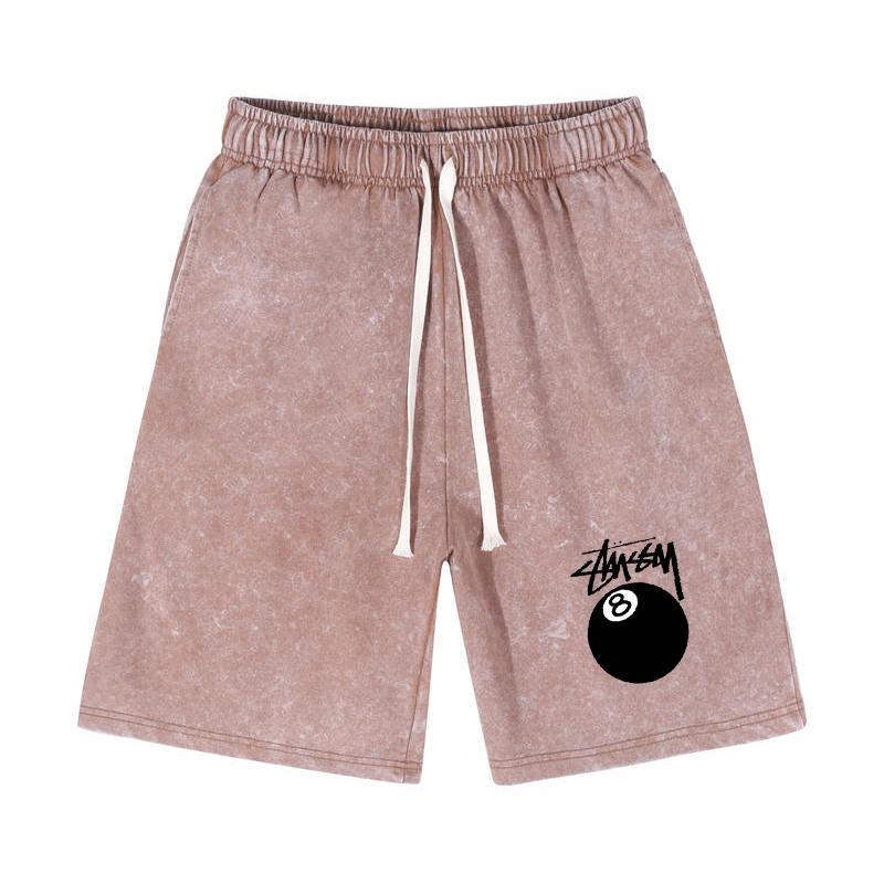 Stussy 2025 Summer Men's and Women's Washed Old Pure Cotton Black 8 Print Shorts Trendy High Street New Casual Pants