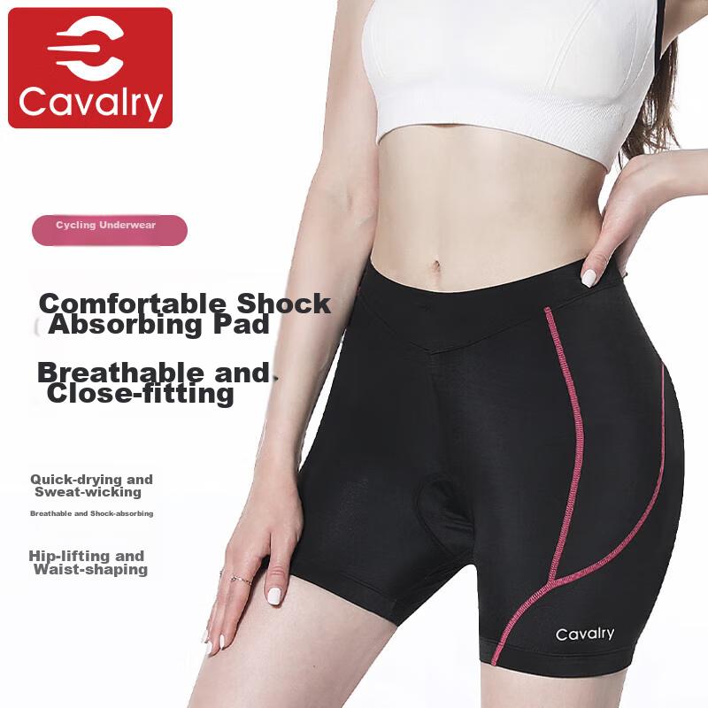 Women's Cycling Shorts with Silicone Foam Padded Seat, Mountain And Road Bike Riding Gear, Black S