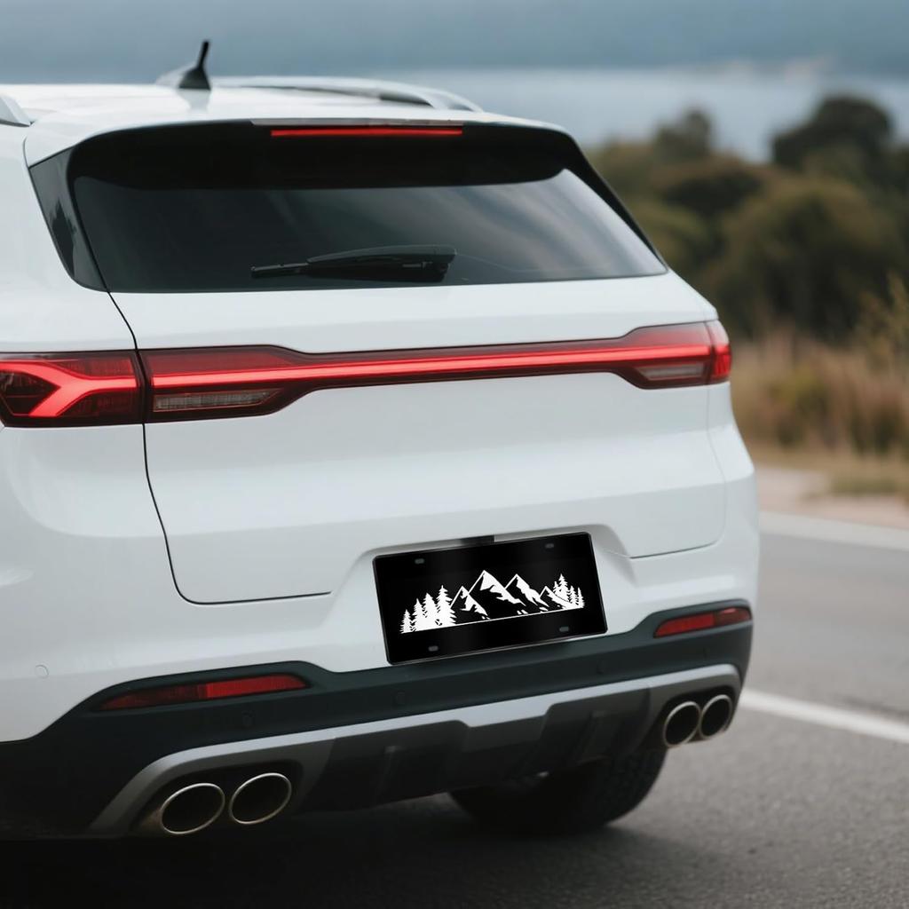 Mountain License Plate Mounta Front License Plate Peak Aluminum Decorative Licenses Plates, Natural Novelty Vanity Tag Black Car Plates, Car Tag With