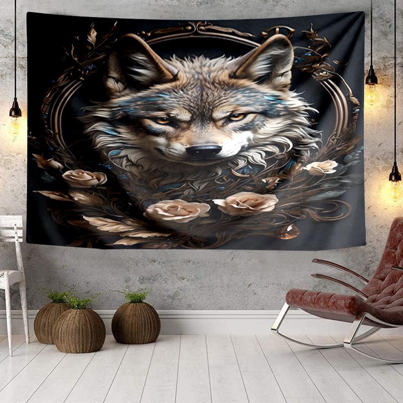 Wolf In The Garden Tapestry Room Decoration Wall Hanging for Living Room Bedroom, Dormitory, Birthday and Christmas Gifts
