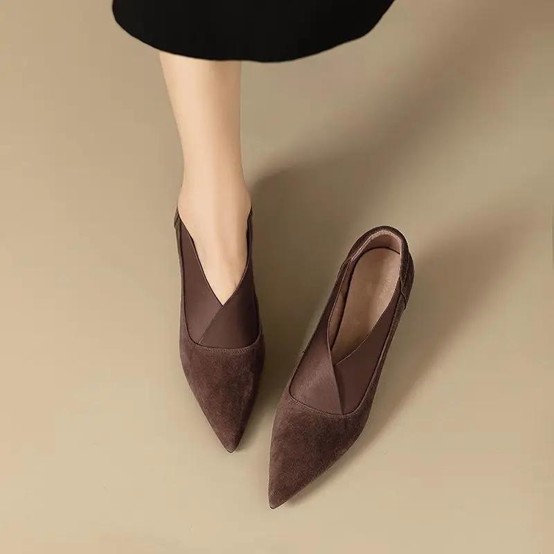 Fashion 2025 Retro Pointed Thin Heeled Short Boots with Kitten Heels Ankle Boots, Combined with Elastic Deep Cut High Heels for Women