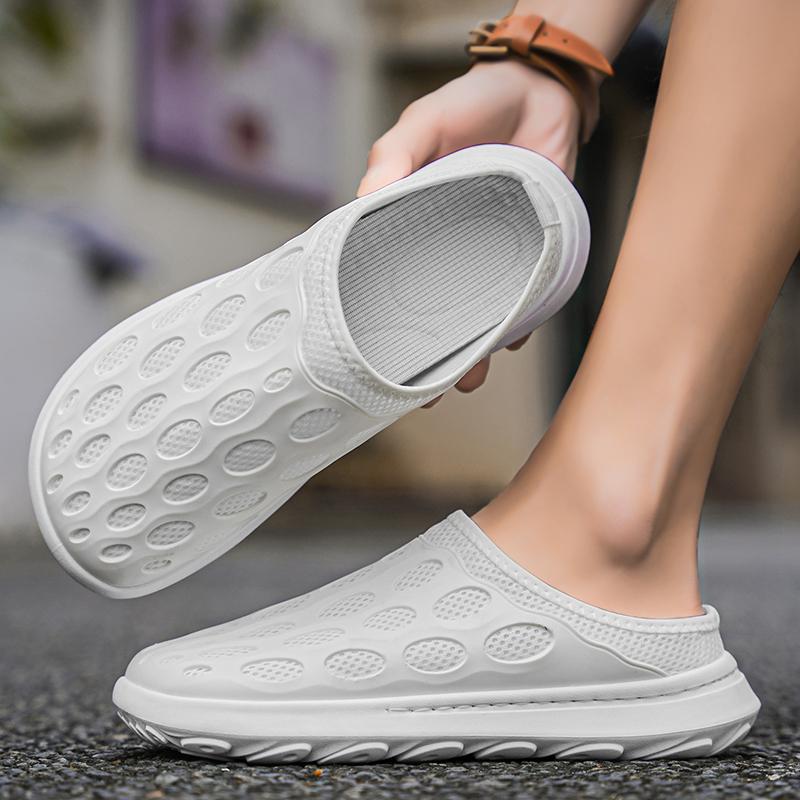 

Дышащие мужские повседневные туфли летние полутапочки уличные мужские лоферы на платформе сетчатые удобные легкие кроссовки для ходьбы 39 белый