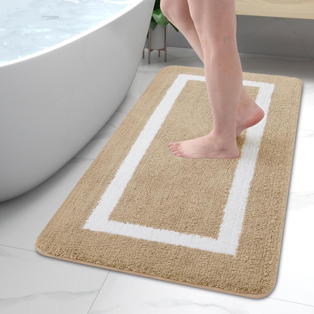 Olanly Large Bathroom Rugs Non Slip Bath Mats Bathroom Machine Washable Plush Carpet Room Floor Decor Absorbent Bath Rugs Shower