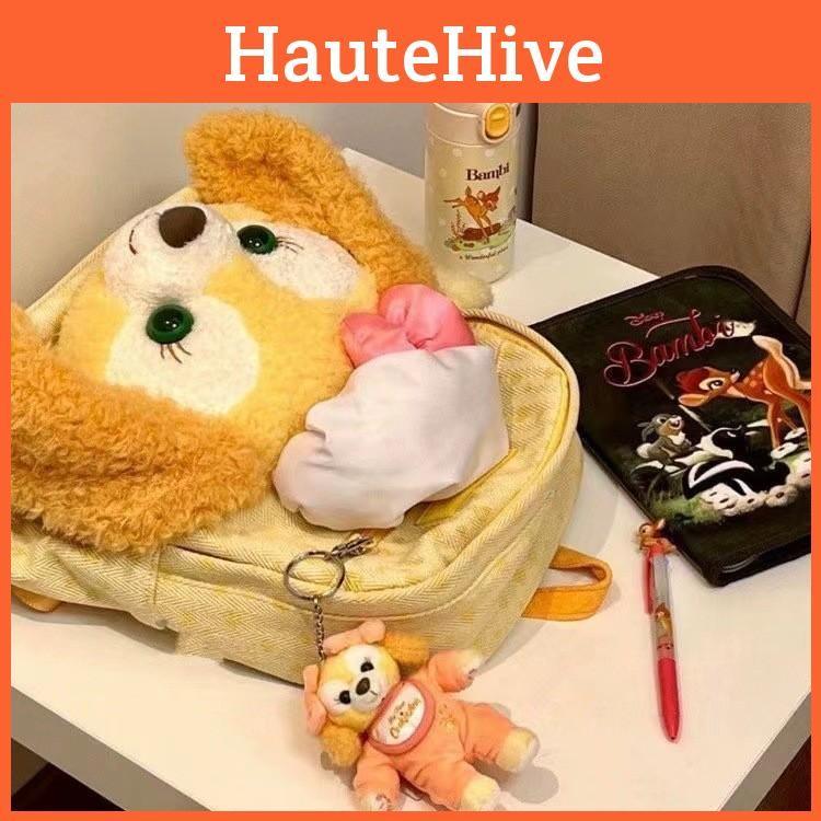 Cookieann Face Big Backpack Cartoon Plush Bag Animal Canvas Bag Zipper Design