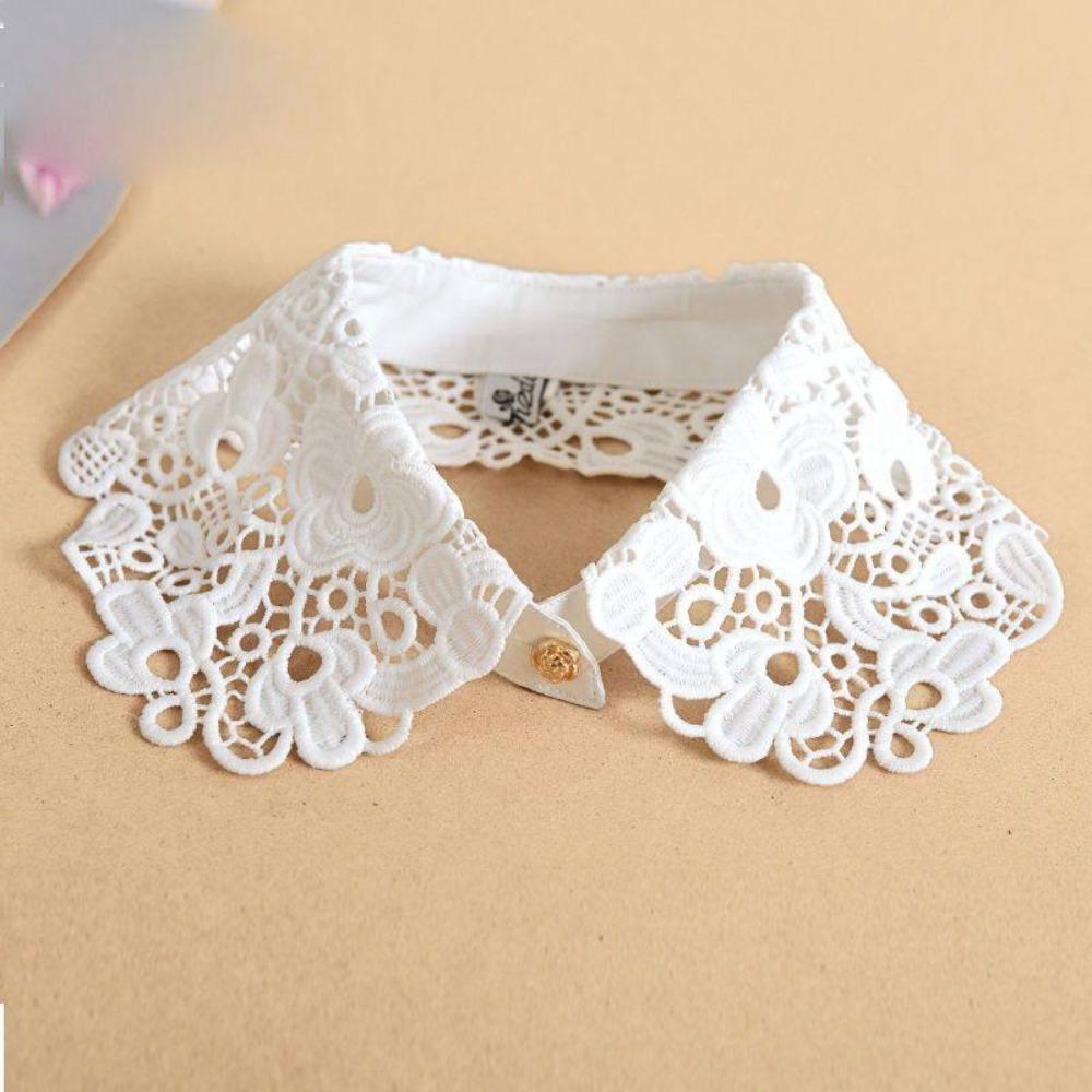 Schwarz Weiß Falscher Kragen Spitze Floral Hochzeitskleid Accessoire Mode Dekoration Kragen