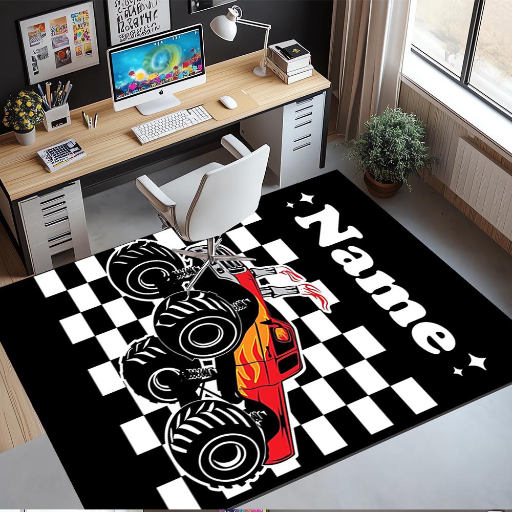Custom Name Truck Printed Carpet,Rug for Office Chair Living Room Bedroom Kitchen Room Decor Gifts.