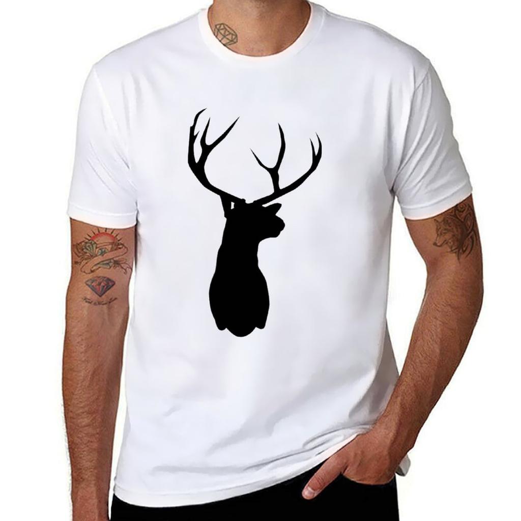 Reindeer Stag Silhouette TShirt Relaxed Casual Short Sleeve Tee