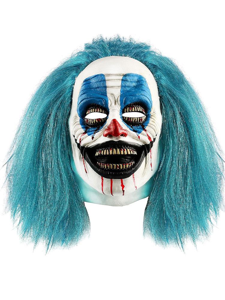 Horror Evil Clown Full Head Mask Latex Realistic Detailed Scary Halloween Costume Cosplay Party Dress Up Horror Fans Cosplayers