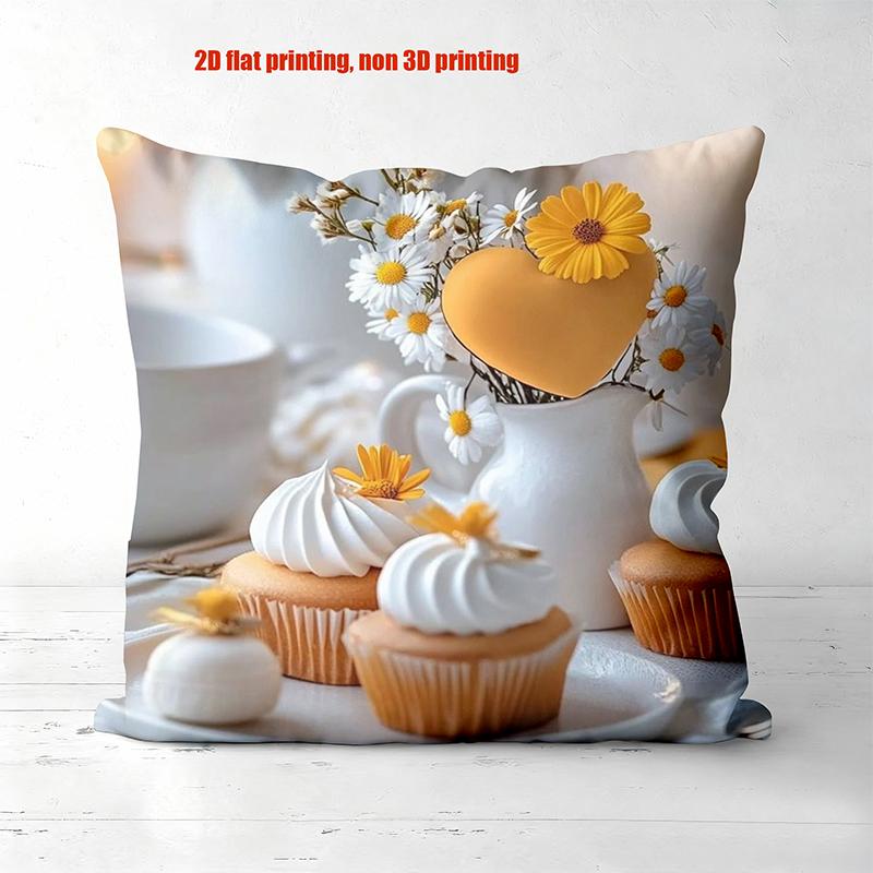 Floral Heart Cushions 2D Printed for Home Decor Polyester pillowcase, sofa decorative cushion cov Headboard Pillow