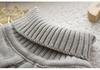 Children's Wool High-Neck Sweater, Cable Knit, Black/White, Unisex Autumn Top
