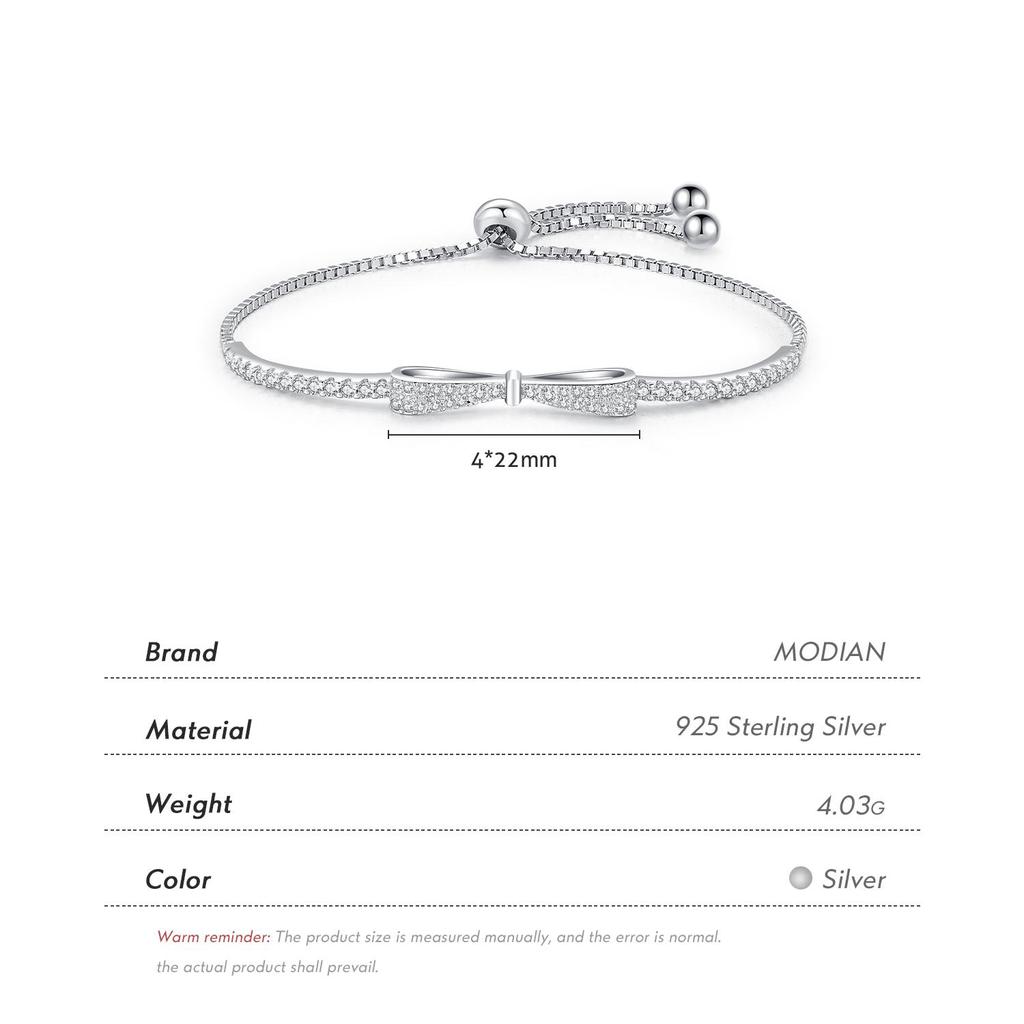 MODIAN Bracelet à nœud papillon en argent Sterling 925 pour femmes, breloque de luxe, lien de chaîne réglable, bijoux fins à la mode
