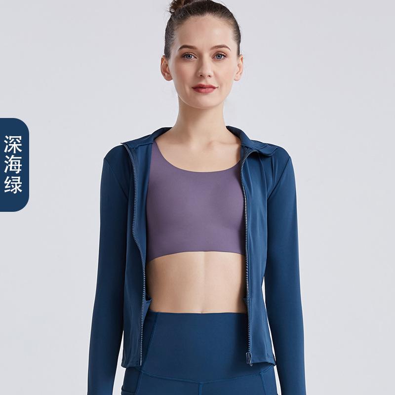Spring And Summer New Internet Celebrity Yoga Clothes Women'S Fitness Top Tight Running Quick-Drying Double Pocket Sports Long-Sleeved Jacket
