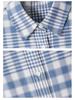 Women's Long Sleeve Plaid Shirt - Blue Cotton Cocoon, Mid-Length, 2026 Spring/Autumn Collection