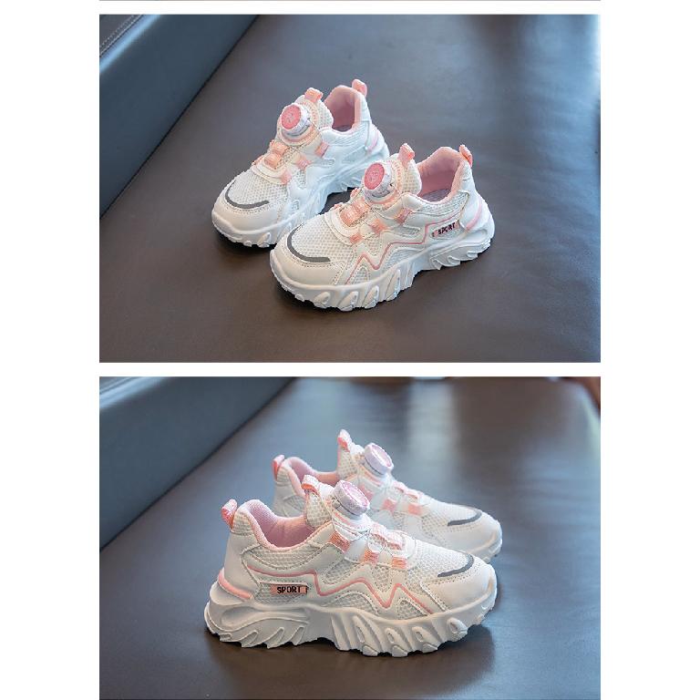 Dziecięce buty sportowe Wiosna i Jesień Nowe Chłopięce buty sportowe Siateczkowe Oddychające Duże Dzieci Obrotowy Przycisk Dziewczęce Modne