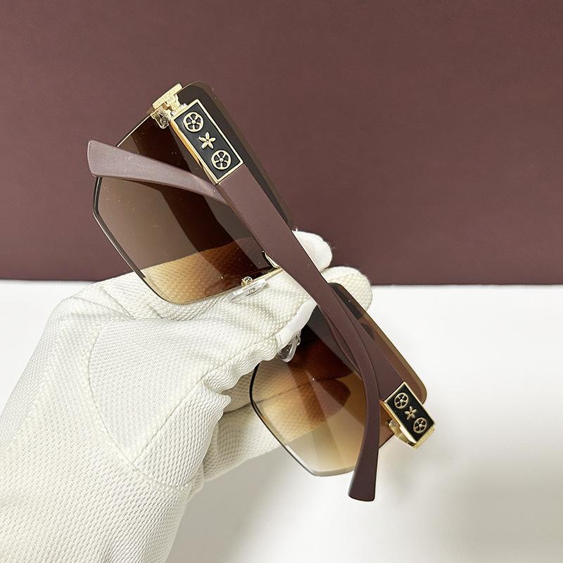 Sunglasses Women'S High-End Sense Rimless Trimmed Pattern Glasses Loner Voe Fashion Casual Sunglasses