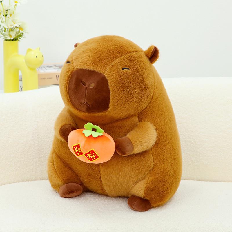 Plush Capybara Toy Cute Cartoon Hugging Persimmon Girl Kid Birthday Gift Holiday