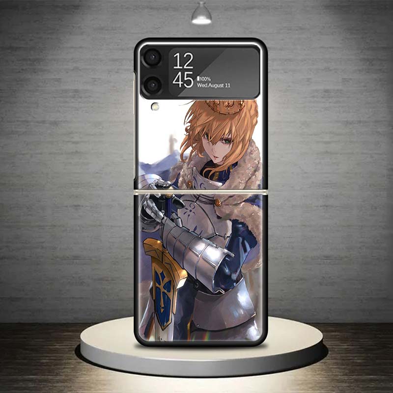 Fate Zero Stay Night Saber Phone Case For Samsung Galaxy Z Flip 7 6 5 4 3 5G Shockproof Cover Z Flip7 Flip6 ZFlip5 Flip3 Flip4 L