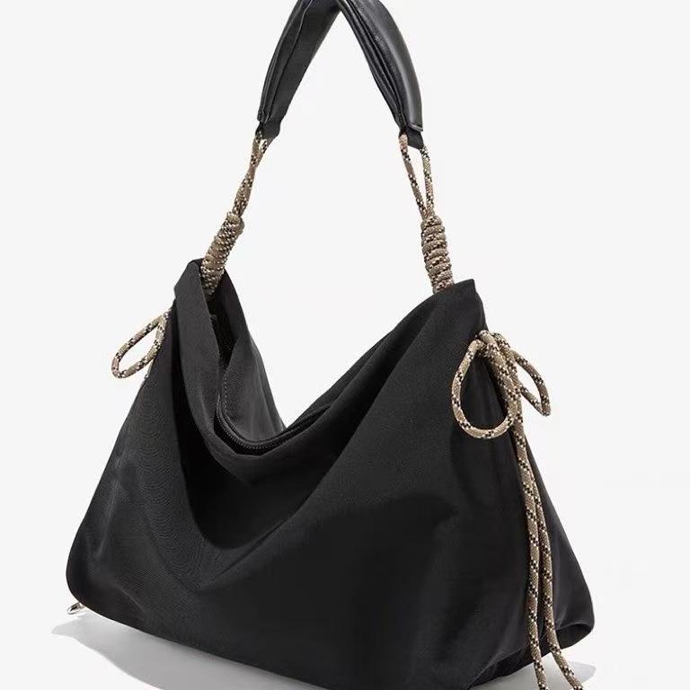 Casual canvas large bag trendy rope knot women commuter bag large capacity shopping bag shoulder bag