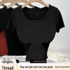 Plus Size Threaded Cropped T-Shirt: Sexy, Slimming, Versatile Short Sleeve for Women's Fashion