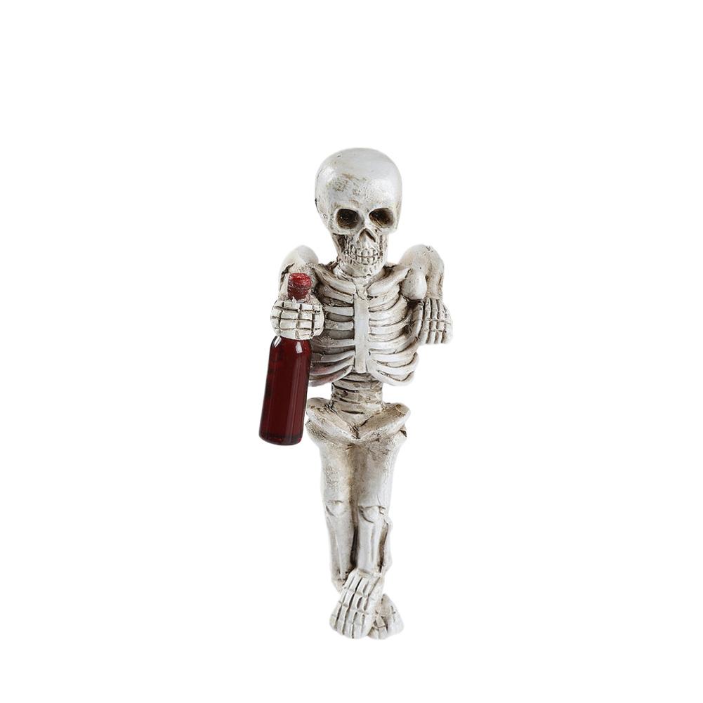 Garden Bar Halloween Skeleton Figurine 3D Skull Figurine Resin Skeleton Statue Creative Modern Art Statue Study Desk Ornament