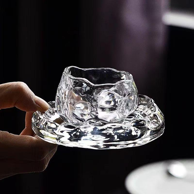 1pc Japanese Style Glass Cup Tasting Transparent/Frozen Tea S Kongfu Master Teacup White Wine Water Pipe Glass