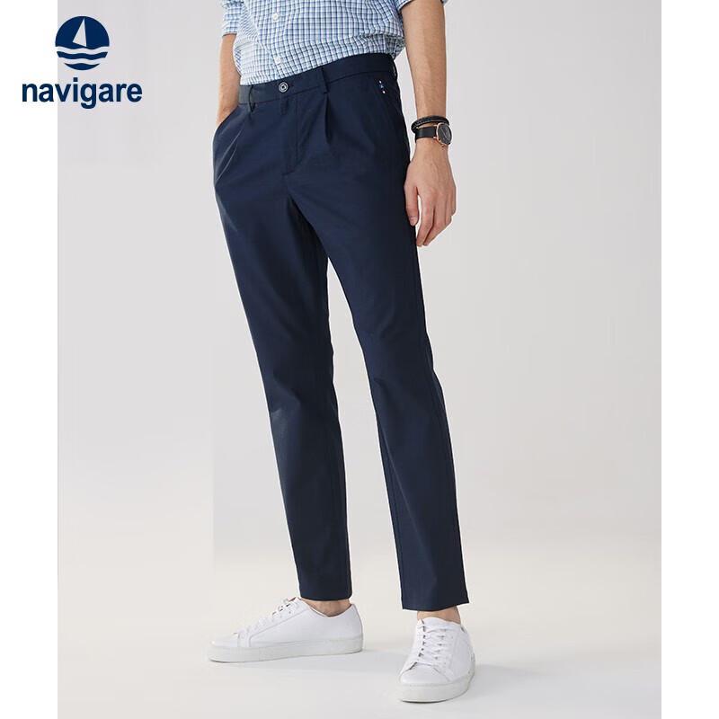 

Navigare Men s Solid Straight Fit Business Casual Long Pants 38
