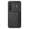 BKS-003 For Samsung Galaxy S24+ Case Tri-Fold Card Holder Kickstand TPU+Leather Back Cover with Shoulder Strap