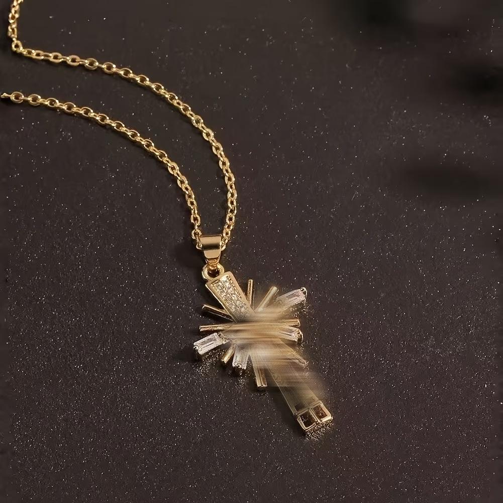 Nicht verblassende Kupfer-Mikro-Inlay-Kreuzkette für Herren - Personalisiert, Vielseitiger Hip-Hop-Schmuck mit einem High-End-Gefühl