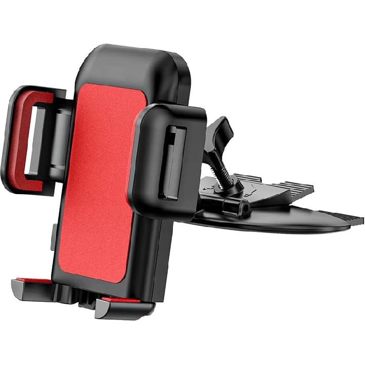 Cell Phone Holder for Car, CD Slot Car Phone Mount, One Button Release Easy Installation CD Player Car Phone Holder Mount Compatible with iPhone 17 красный