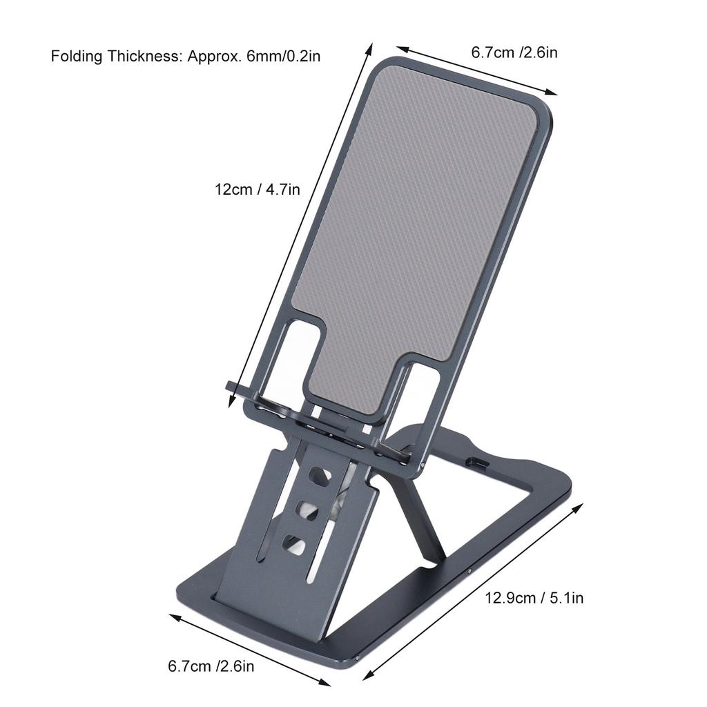Phone Stand Foldable Portable Ergonomic 7 Angle Adjustments Bottom Silicone Aluminum Alloy Tablet Holder