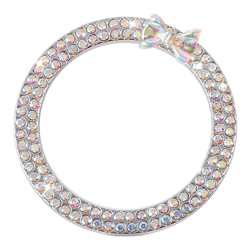 Mechesa Rhinestone Car Engine Start Stop Decoration Ring, Car Push Start Button Ring, Rhinestone